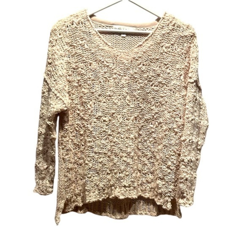 Chelsea & Theodore Women’s Chunky Loose Knit Sweater Size XS Beige Pink
